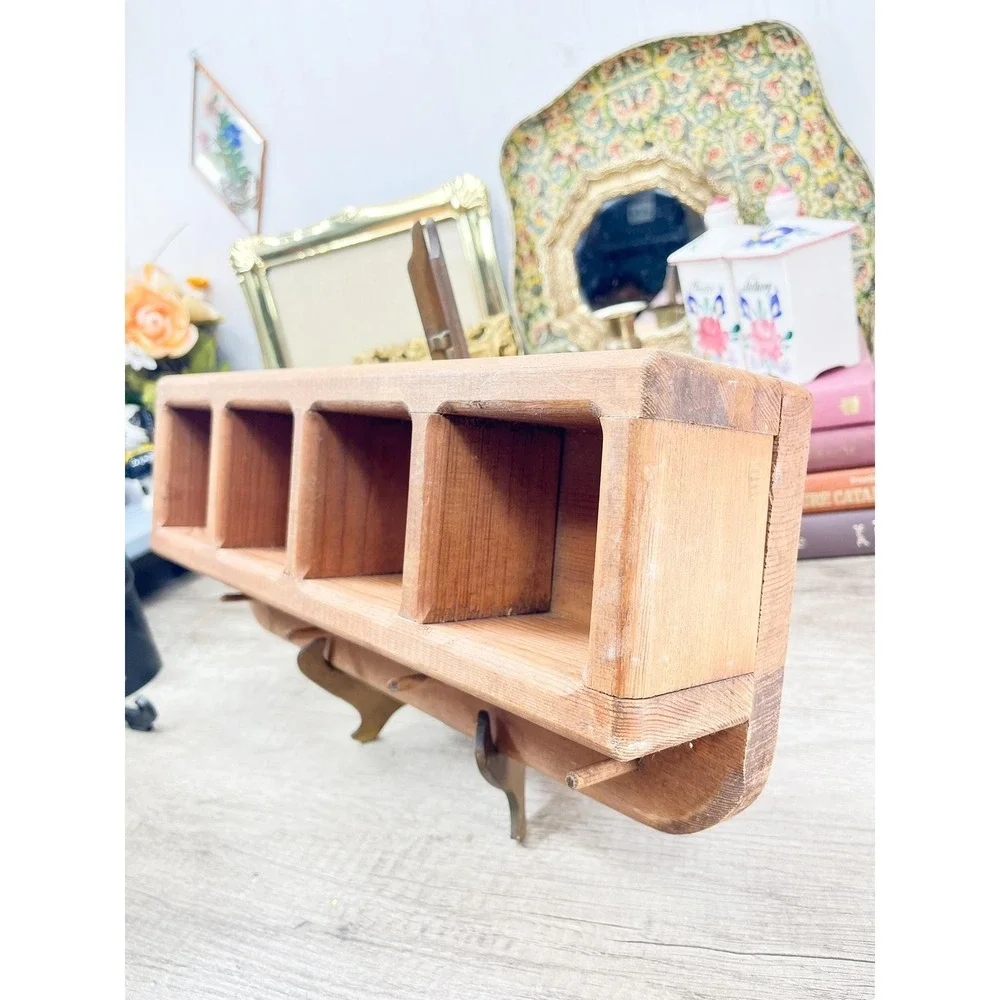Vintage Midcentury Modern Wood Shelf: Curio Trinket Display